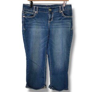 Maurices cropped jeans womens low-rise blue heavy stitching 7/8
